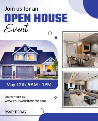 Modern Blue Open House Event Flyer Template