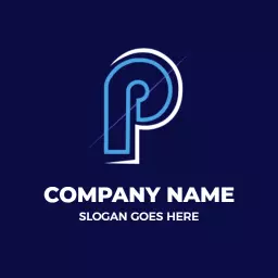 Modern Blue P Letter Design with Company Name Logo Template