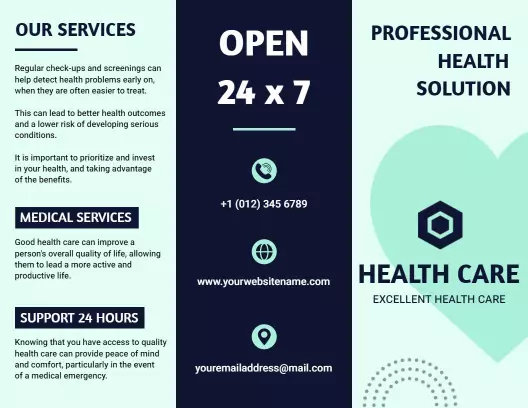 Modern Blue Professional Health Care Services Brochure Template