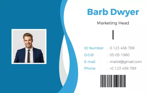 Modern Blue Professional Marketing Head Identity Card Template