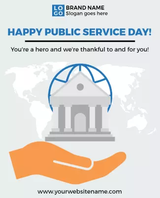 Modern Blue Public Service Day Appreciation Poster Template