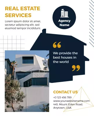 Modern Blue Real Estate Agency Services Poster Template