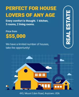 Modern Blue Real Estate House Listing Poster Template
