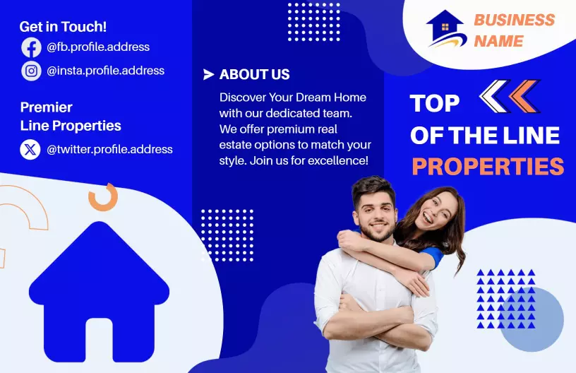 Modern Blue Real Estate Services and Property Solutions Brochure Template