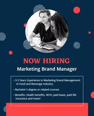 Modern Blue Recruiting Marketing Brand Manager Poster Template