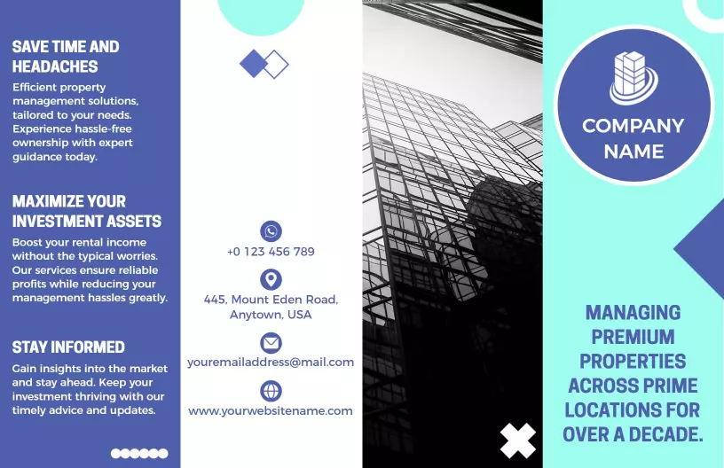 Modern Blue Residential Property Management Brochure Template