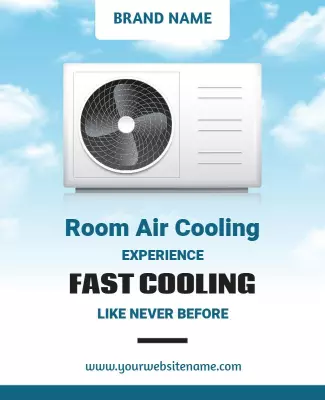 Modern Blue Room Air Cooling Experience Poster Template