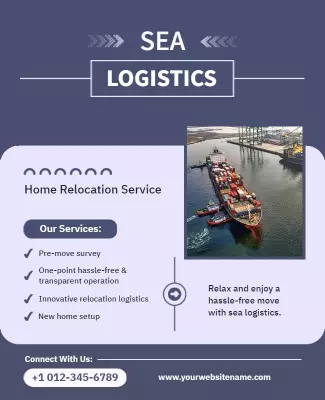 Modern Blue Sea Logistics Home Relocation Service Poster Template