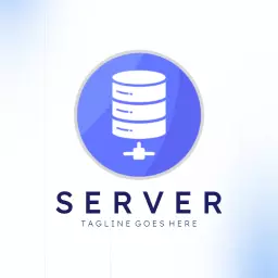 Modern Blue Server Design Highlighting Data Management Logo Template