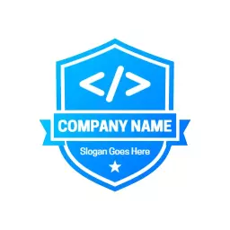 Modern Blue Shield Design Featuring Company Branding Logo Template