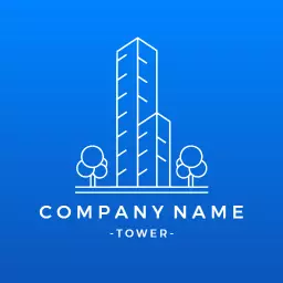 Modern Blue Skyscraper Design for Company Logo Template