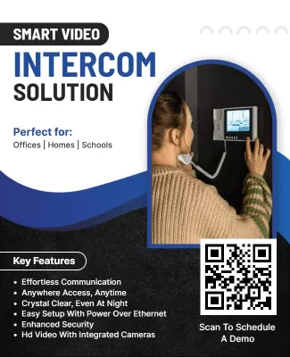 Modern Blue Smart Video Intercom Solution Poster Template