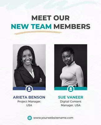 Modern Blue Team Introduction Announcement Poster Template