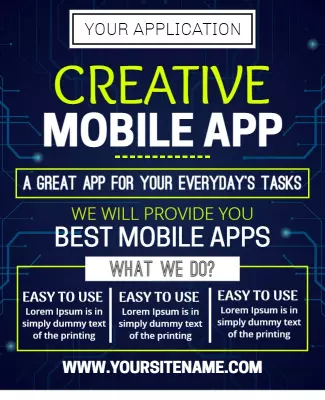 Modern Blue Technology Mobile App Advertisement Poster Template