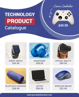 Modern Blue Technology Products Catalogue Flyer Template