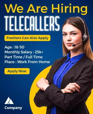 Modern Blue Telecaller Job Recruitment Poster Template