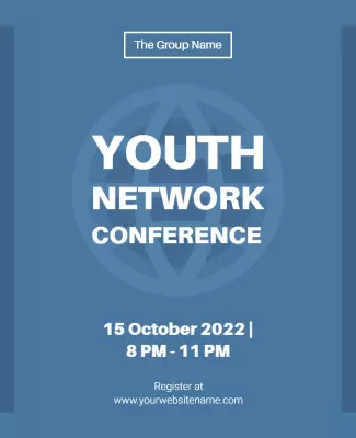 Modern Blue Themed Youth Network Conference Poster Template