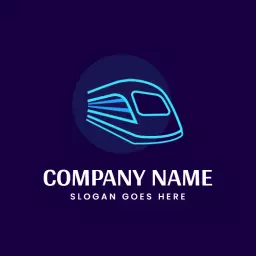 Modern Blue Train Design Representing Efficient Transportation Logo Template