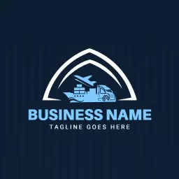 Modern Blue Transportation Logo Featuring Trucks and Airplanes Logo Template