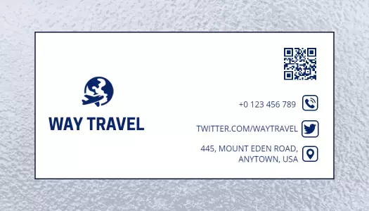 Modern Blue Travel Agency Contact Information Business Card Template