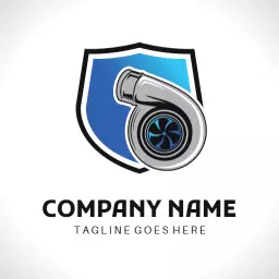 Modern Blue Turbocharger Design Representing Automotive Efficiency Logo Template