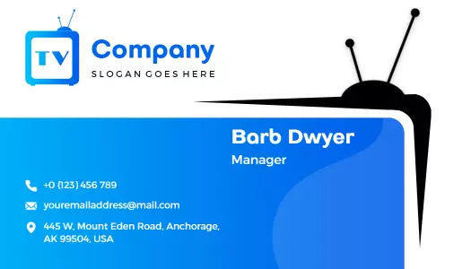 Modern Blue TV Network Professional Business Card Template