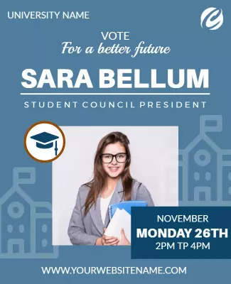 Modern Blue University Student Election Campaign Poster Template