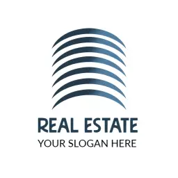 Modern Blue Wave Design Representing Real Estate Sector Logo Template
