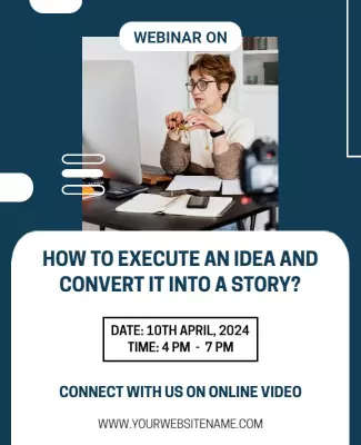 Modern Blue Webinar on Idea Story Execution Poster Template