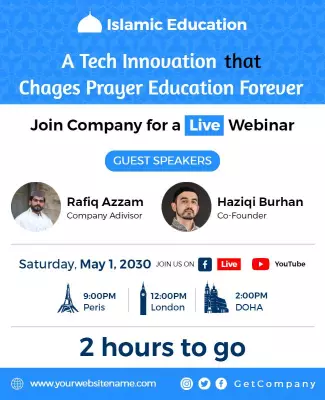 Modern Blue Webinar on Islamic Education Innovation Poster Template