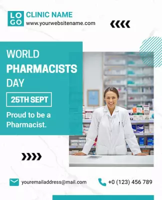 Modern Blue World Pharmacists Day Celebration Poster Template