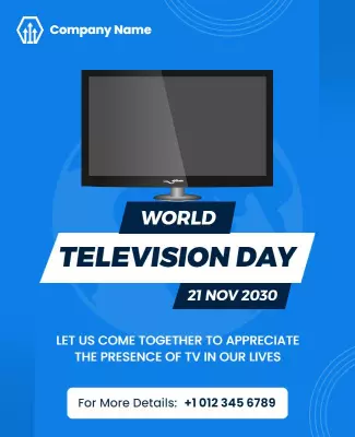 Modern Blue World Television Day Celebration Poster Template