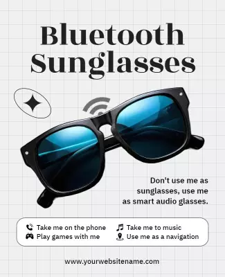Modern Bluetooth Sunglasses Tech Product Poster Template