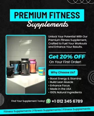 Modern Bold Fitness Supplements Promotion Poster Template