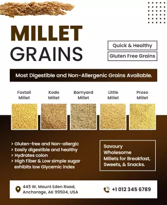Modern Bold Millet Grains Healthy Food Poster Template