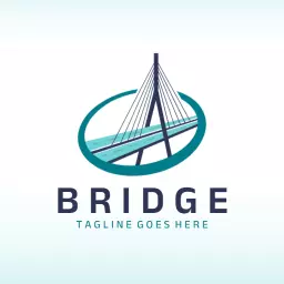 Modern Bridge Design Featuring Elegant Blue Water Logo Template