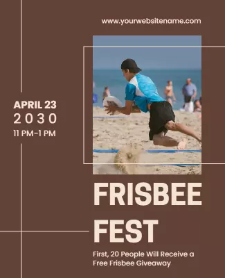 Modern Brown Beach Frisbee Festival Sports Event Poster Template