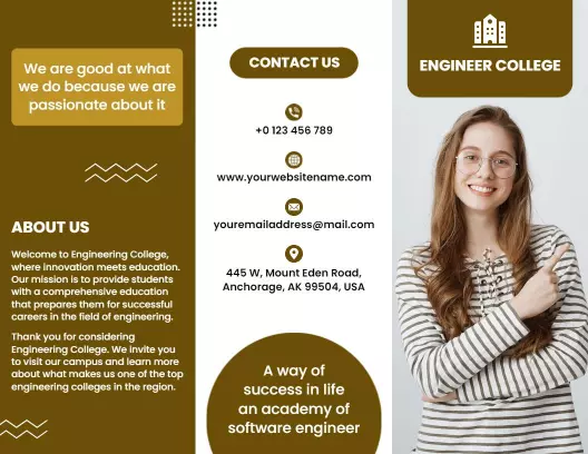 Modern Brown Engineer College Information and Enrollment Brochure Template
