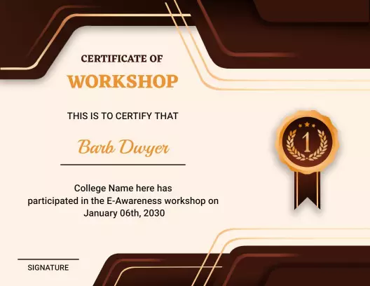 Modern Brown Geometric E-Awareness Workshop Certificate Template
