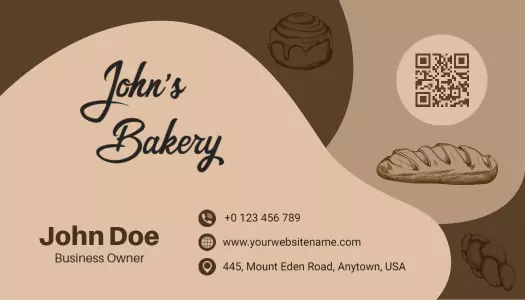 Modern Brown Minimalist Bakery Shop Business Card Template