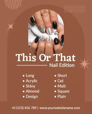 Modern Brown Nail Art Comparison Poster Template
