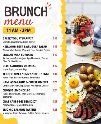 Modern Brunch Menu with Fresh Ingredients Design Flyer Template