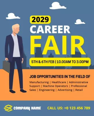 Modern Business-Centric Career Fair Information Flyer Template