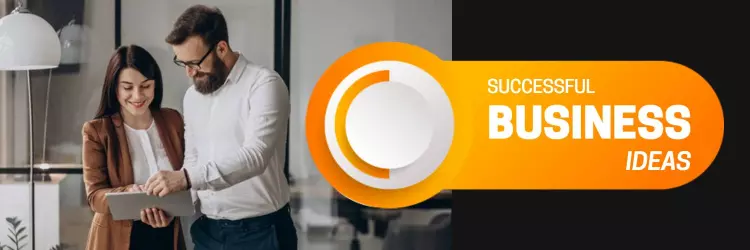 Modern Business Collaborators on Orange Background Twitter Banner Template