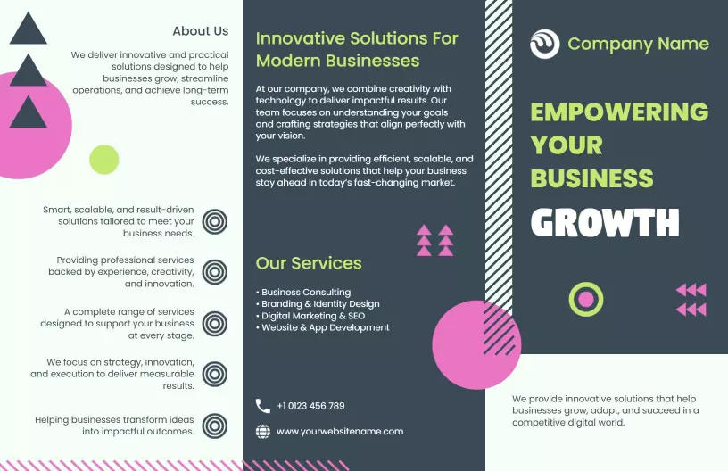 Modern Business Growth Solutions Tri Fold Brochure Template