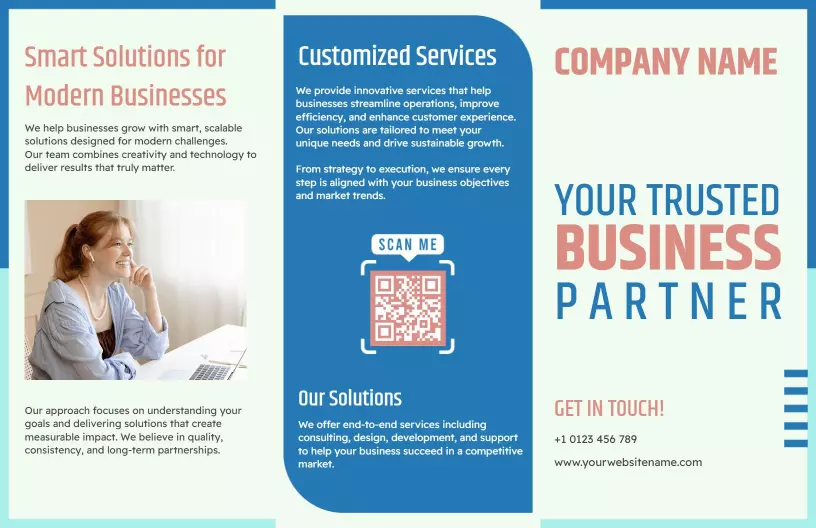 Modern Business Solutions and Customized Services Brochure Template
