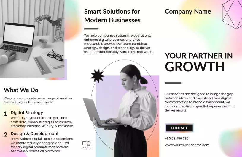Modern Business Solutions and Growth Strategies Brochure Template