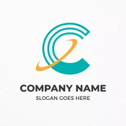 Modern C Letter Design Featuring Vibrant Turquoise Elements Logo Template