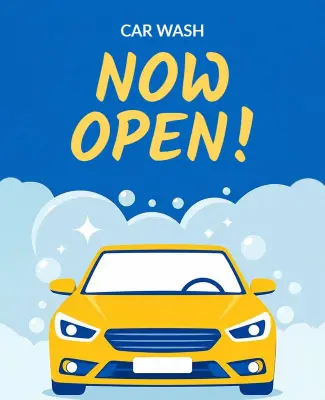 Modern Car Wash Now Open Promotional Poster Template