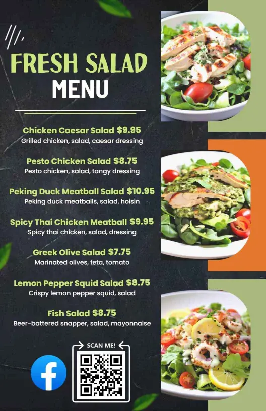 Modern Chalkboard Fresh Salad Menu Template